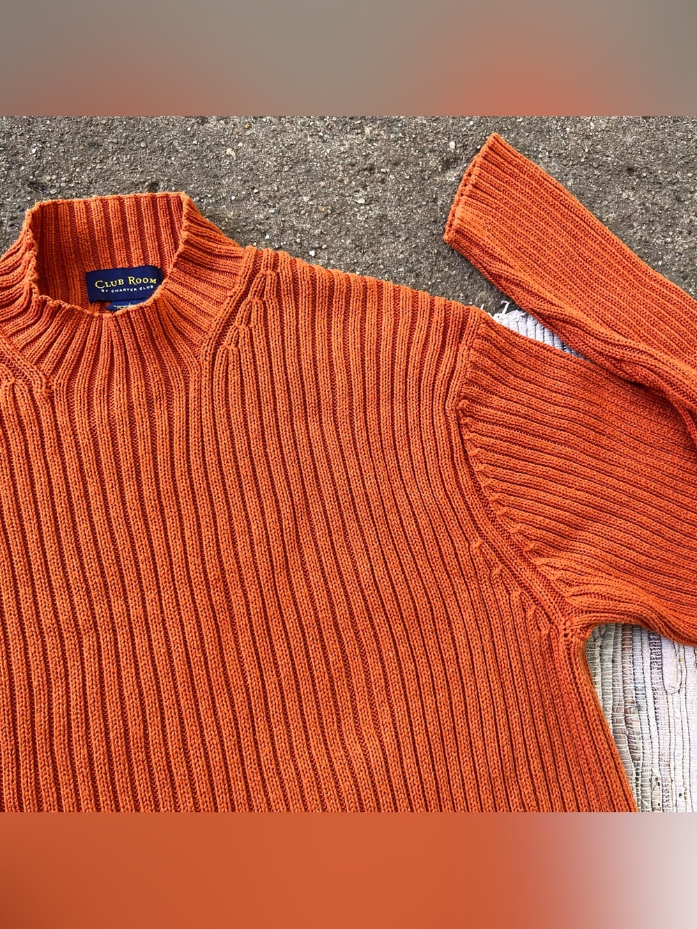 100% cotton Vtg Orange Ribbed Knit Turtleneck Sweater